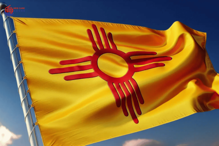 Professional business registration services in New Mexico by Web Care House, including a state map and necessary legal documents.